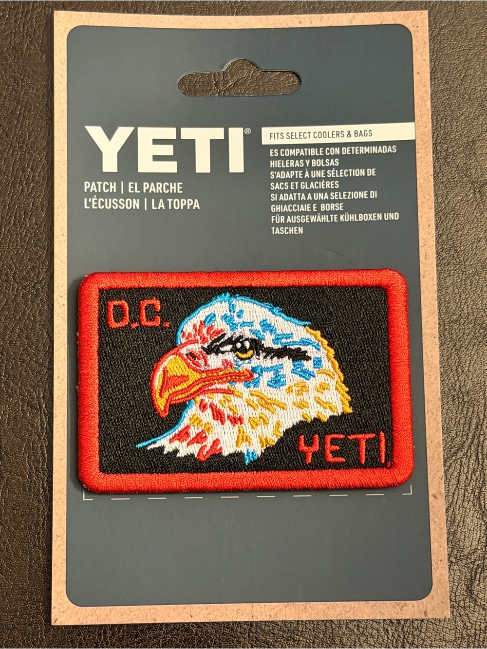 YETI 2026 DC Eagle Patch - Black Background with Red Trim